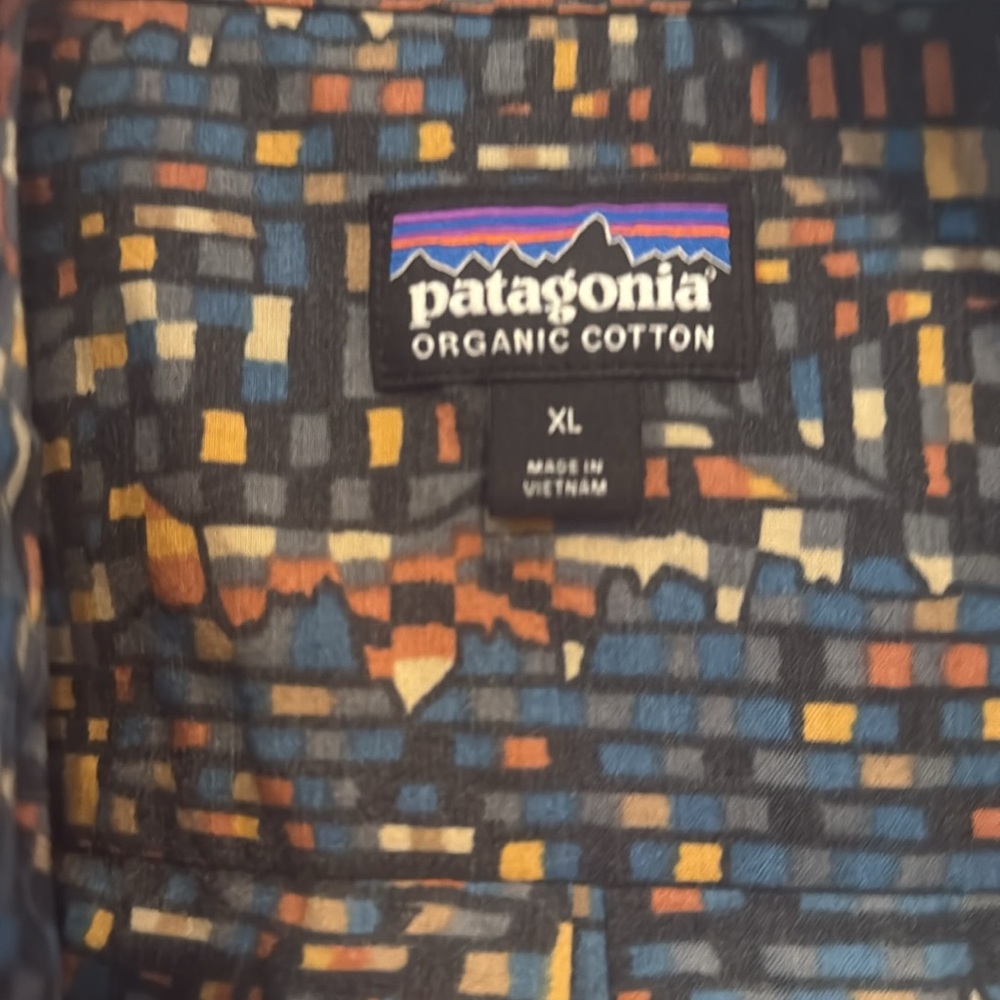 Patagonia Geometric Pattern Shirt - Blue, Orange, Yellow - Picture 2 of 3